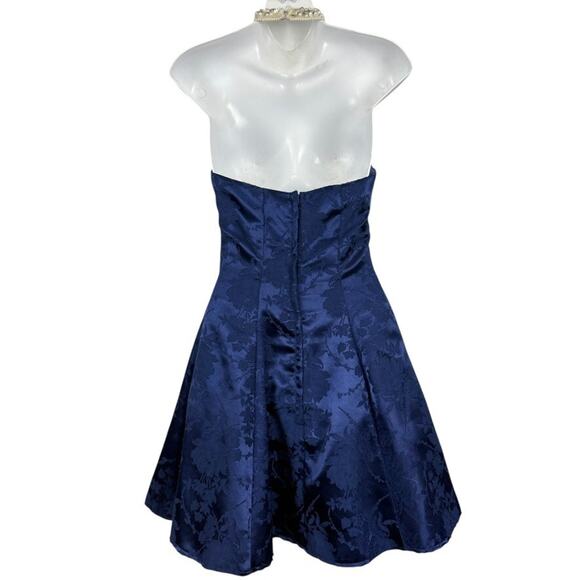 Maurices Vintage Navy Satin Floral Beaded Choker Halter 90s Y2K Prom Dress sz XS - Picture 14 of 15